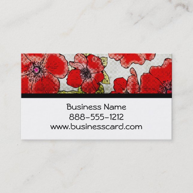 Tarjeta De Visita Dicha floral roja (Anverso)