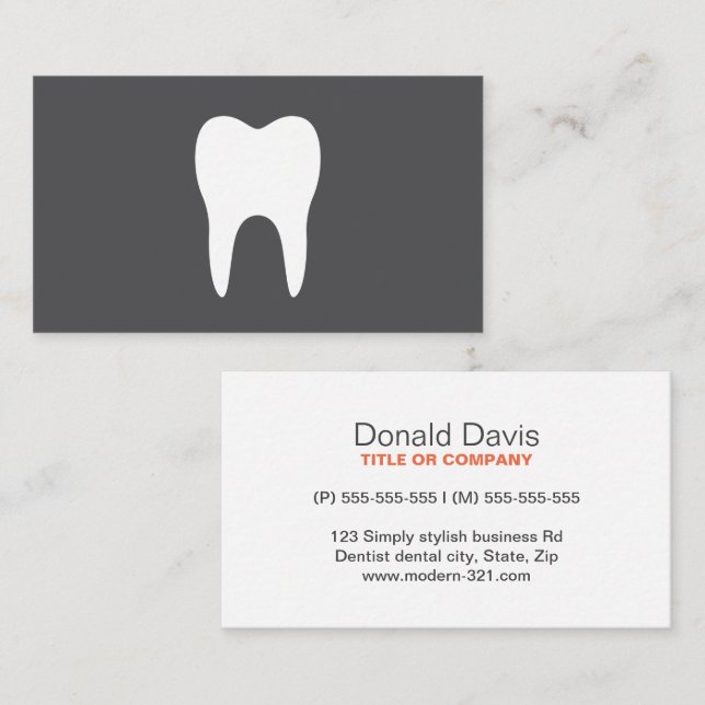 Tarjeta De Visita Diente blanco simple dental dental dentista minima (Anverso / Reverso)