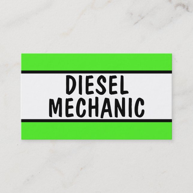 Tarjeta De Visita Diesel Mechanic Neon Green (Anverso)