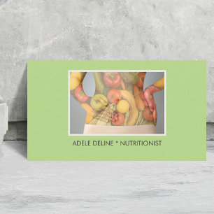 Tarjeta De Visita Dietético verde elegante del nutricionista del