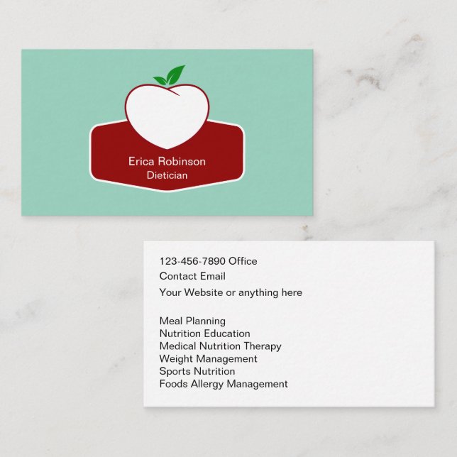 Tarjeta De Visita Dietician Weight Management Business Cards (Anverso / Reverso)