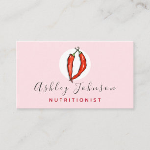 Tarjeta De Visita Dietista Chili Pepper Nutricionista Rojo Ligero Ro