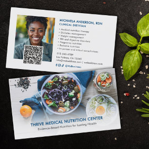 Tarjeta De Visita Dietista/Nutricionista Moderno Código QR Redes Soc