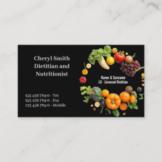Tarjeta De Visita Dietitian Nutritionist fruit vegetable color photo