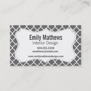 Tarjeta De Visita Dim Gray Quatrefoil