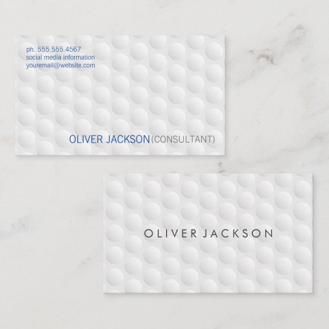 Tarjeta De Visita Dimples circulares | Patrón blanco simple (Anverso / Reverso)