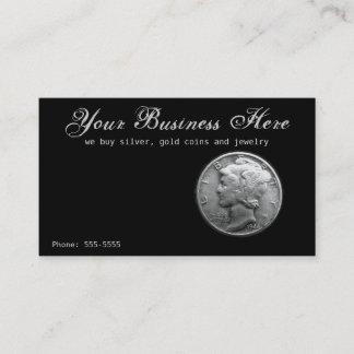 Tarjeta De Visita Dinero de mercurio plateado compra monedas de vent