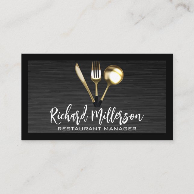 Tarjeta De Visita Dinnerware Gold Lux | Culinario (Anverso)