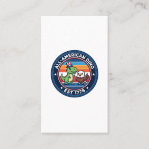 Tarjeta De Visita Dinosaur Kawaii Patriótico Todo Americano DINO EST