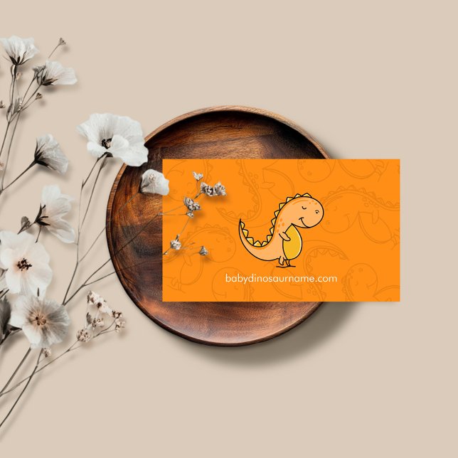 Tarjeta De Visita Dinosaurio bebé lindo amarillo naranja (Subido por el creador)