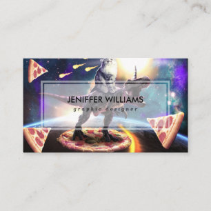 Tarjeta De Visita Dinosaurio unicornio de cabalgatas en el espacio