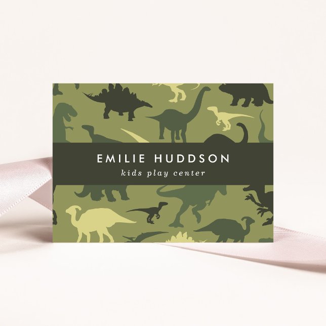 Tarjeta De Visita Dinosaurios Verdes, Centro de Juegos Infantiles, C (Subido por el creador)