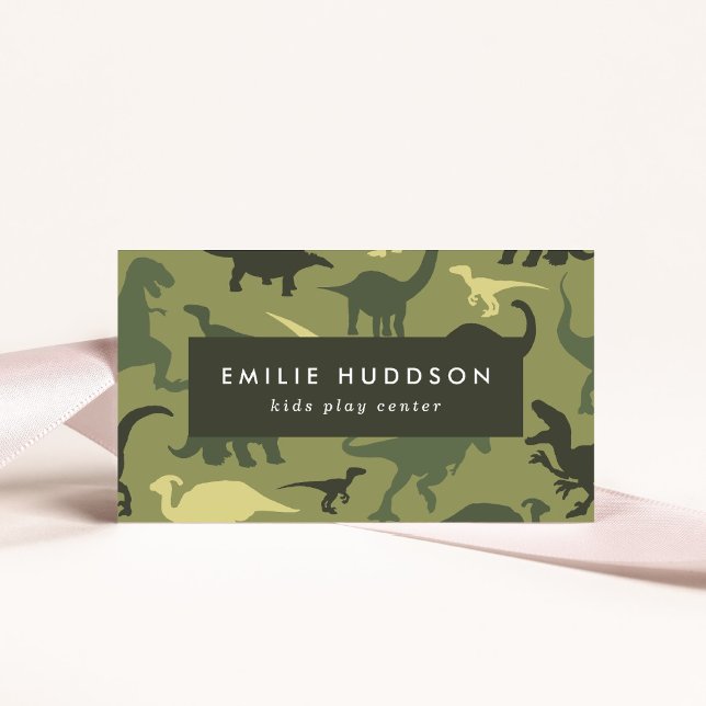 Tarjeta De Visita Dinosaurios Verdes, Centro de Juegos Infantiles, C (Subido por el creador)