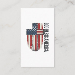 Tarjeta De Visita Dios bendiga a América Diseño de cruz patriótica v