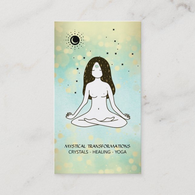 Tarjeta De Visita *~* Diosa del yoga Celestial Luna Magia Boho 3er o (Anverso)