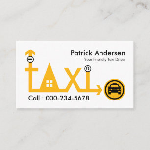 Tarjeta De Visita Dirección de Ruta de Conducción de Taxi Amarillo