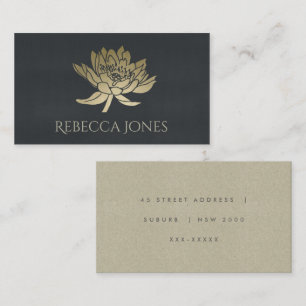 TARJETA DE VISITA DIRECCIÓN FLORAL GLAMOROSA AZUL DE ORO NEGRO