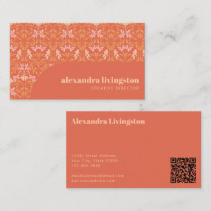 Tarjeta De Visita Director Creativo Coral Art Nouveau Floral Retro