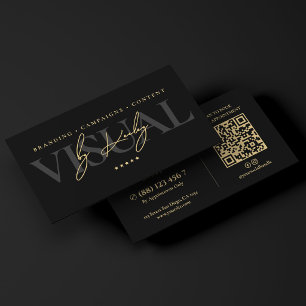 Tarjeta De Visita Director Creativo Moderno Estratega de Marca Negro
