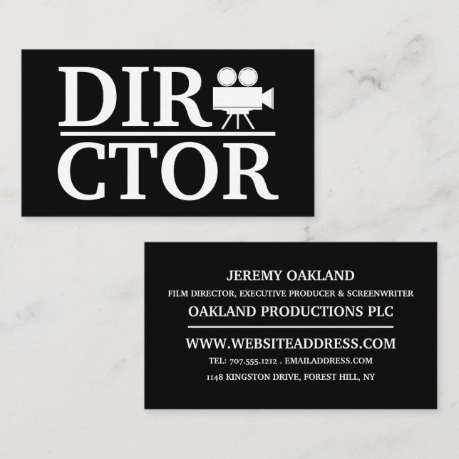 Tarjeta De Visita Director de cine, producción de películas (Anverso / Reverso)