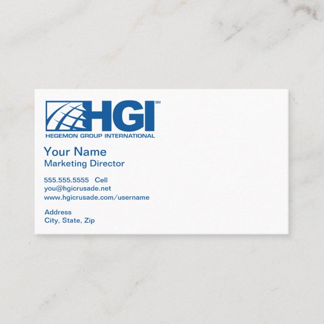 Tarjeta De Visita Director de marketing de HGI (Anverso)