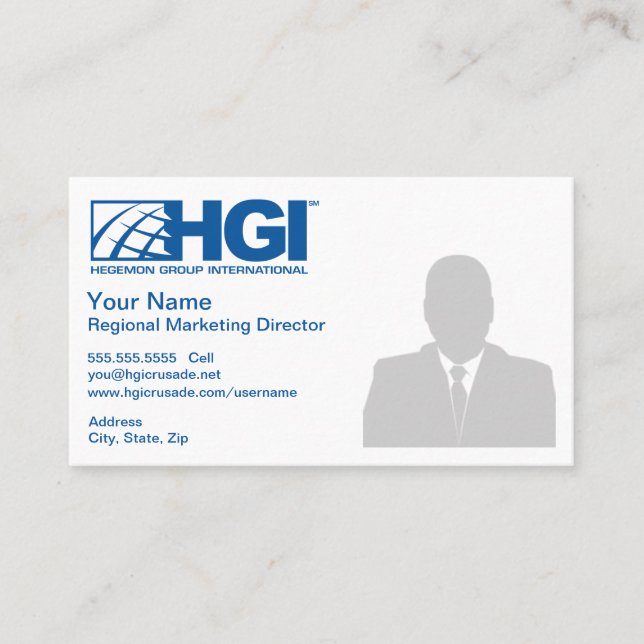 Tarjeta De Visita Director de marketing regional de HGI (foto) (Anverso)