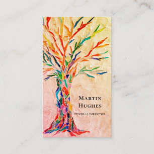 Tarjeta De Visita Director Funeral Árbol De La Vida Beige