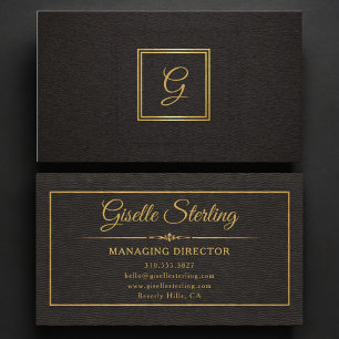 Tarjeta De Visita Director Gerente Monograma Oro Negro