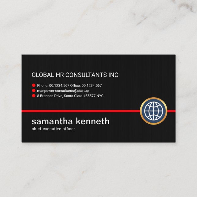 Tarjeta De Visita Directora General de Negocios de Black Grunge Red  (Anverso)