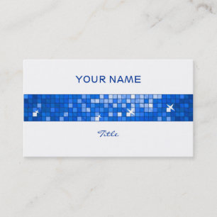 Tarjeta De Visita Disco Azulejos Dark Azul tira blanca espalda