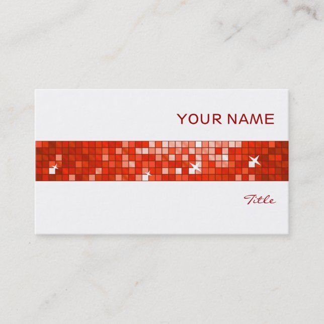 Tarjeta De Visita Disco Azulejos rojo tira blanca (Anverso)