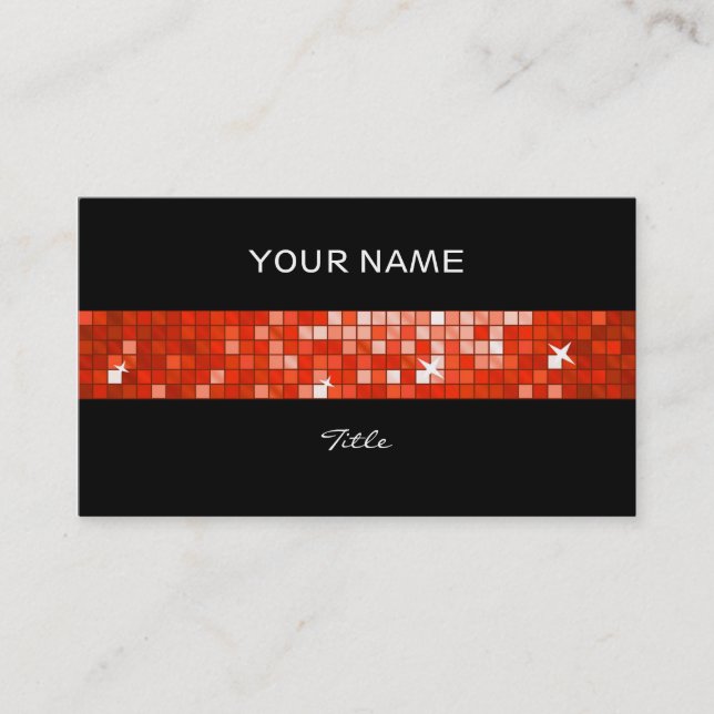 Tarjeta De Visita Disco Azulejos Rojo tira de teja negro espalda (Anverso)