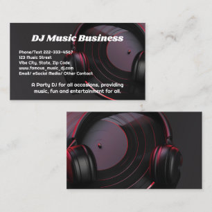 Tarjeta De Visita Disco de vinilo negro música de fiesta Dj Deejay D