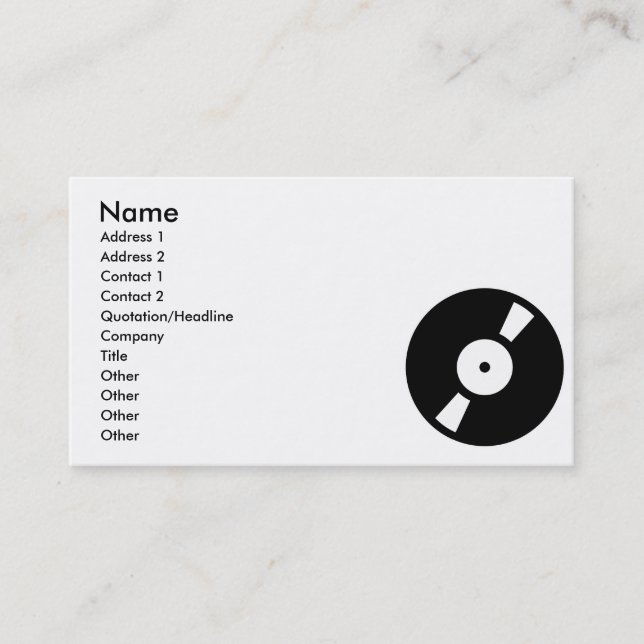 Tarjeta De Visita disco de vinilo retro (Anverso)