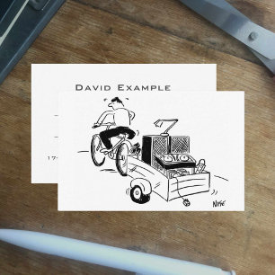Tarjeta De Visita Disco Móvil con divertido Cartoon de DJ en bicicle