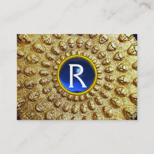 Tarjeta De Visita DISCO ORO THRACIAN MONOGRAM Gema de zafiro azul