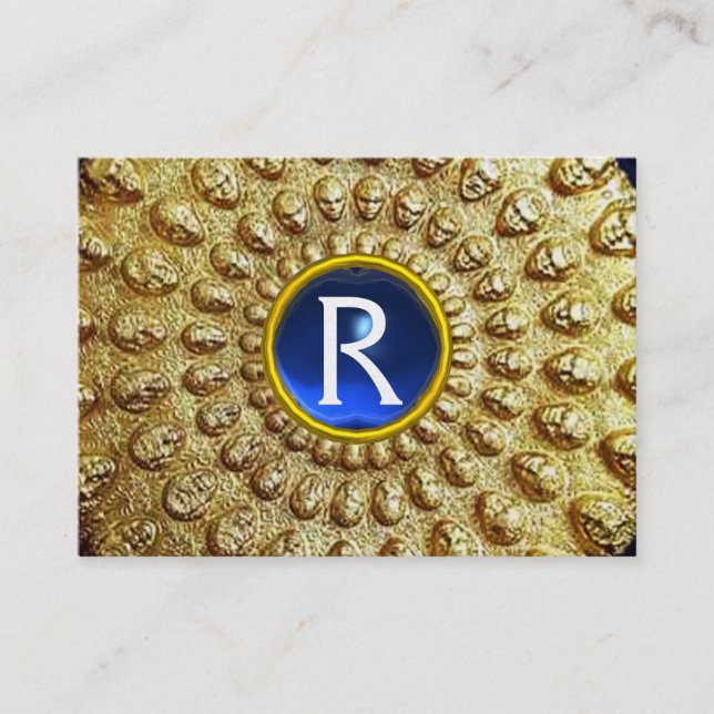 Tarjeta De Visita DISCO ORO THRACIAN MONOGRAM Gema de zafiro azul (Anverso)