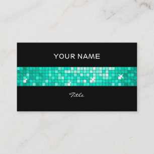 Tarjeta De Visita Disco Tiles Aqua tira de teja negro espalda