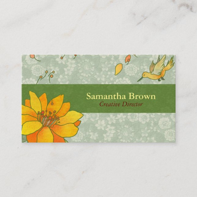 Tarjeta De Visita Diseñador Cute Hummingbird (Anverso)