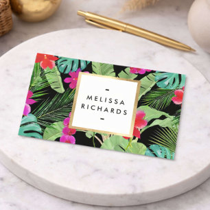 Tarjeta De Visita Diseñador de Acuarela de Impresión Tropical Chic N
