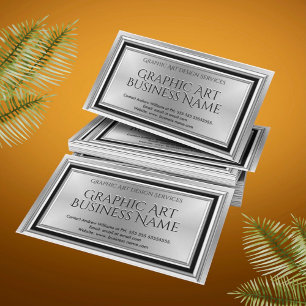 Tarjeta De Visita Diseñador de Arte Gráfico Moderno Plata Negro Deco