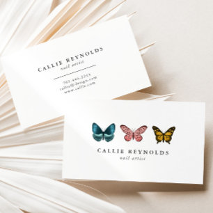 Tarjeta De Visita Diseñador de Artistas de Uñas de mariposas caprich
