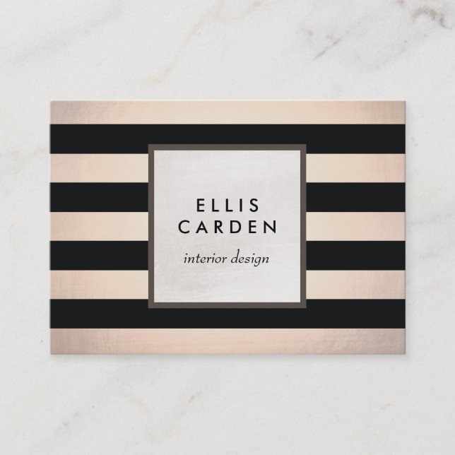 Tarjeta De Visita Diseñador de bandas de cobre y negro de Moda Guay (Anverso)