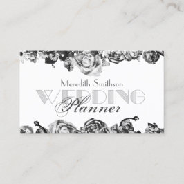 Tarjeta De Visita Diseñador de bodas profesional Elegante negro y bl