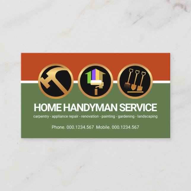 Tarjeta De Visita Diseñador de capas de columnas de iconos Handyman (Anverso)