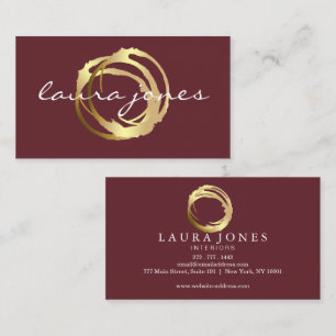 Tarjeta De Visita Diseñador de Círculo Pintado con Dorado Falso