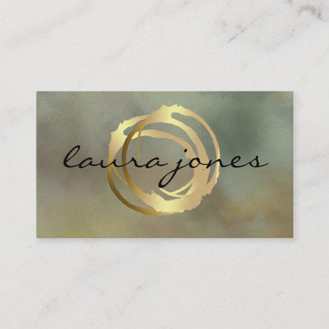 Tarjeta De Visita Diseñador de Círculo pintado de oro falso (Anverso)