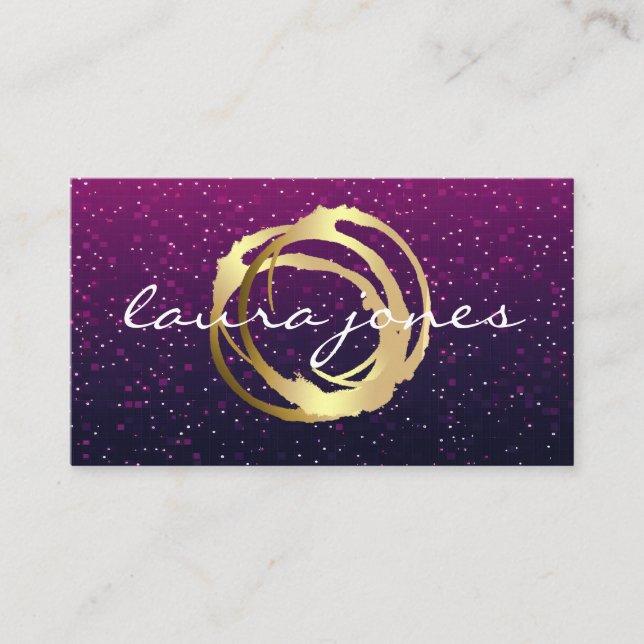 Tarjeta De Visita Diseñador de Círculo pintado de oro falso (Anverso)