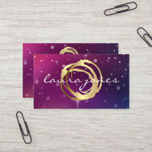 Tarjeta De Visita Diseñador de Círculo Pintado en Oro Falso