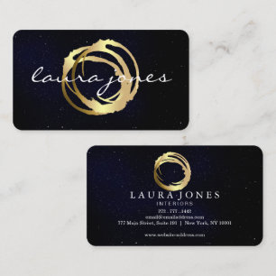 Tarjeta De Visita Diseñador de Círculo Pintado en Oro Falso